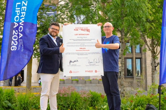 Konferencja prasowa dot. Festiwalu Centralny Plac Muzyki. Podpisanie listu intencyjnego pomiędzy Operą Śląską a Teatrem Studio